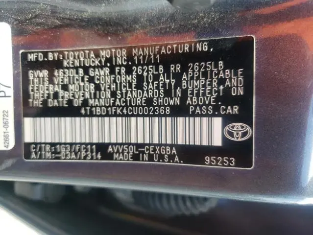 2012 TOYOTA CAMRY HYBRID  