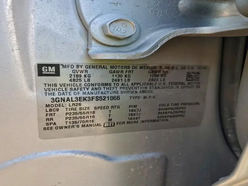 2015 CHEVROLET CAPTIVA LT  