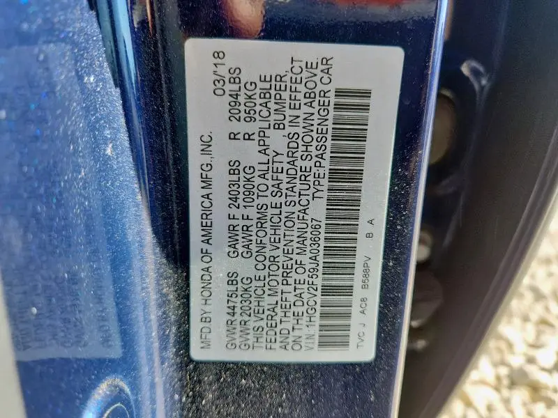 2018 HONDA ACCORD EXL  