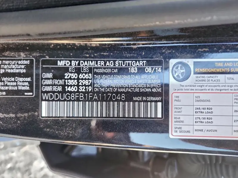 2015 MERCEDES-BENZ S 550 4MATIC  