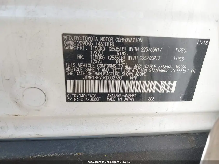 2019 TOYOTA RAV4 XLE