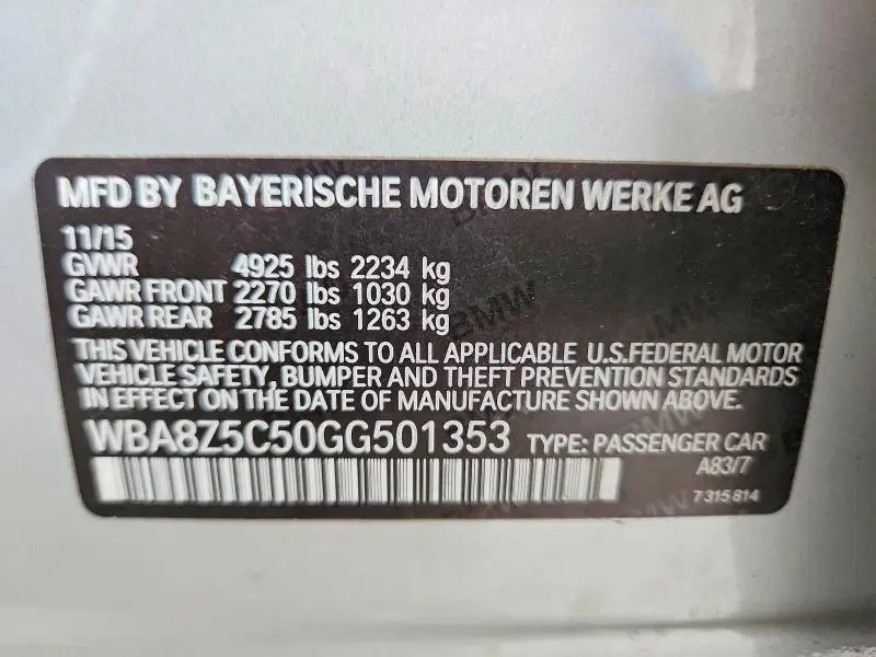 2016 BMW 328 XIGT SULEV  