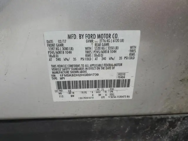 2017 FORD EXPLORER XLT  