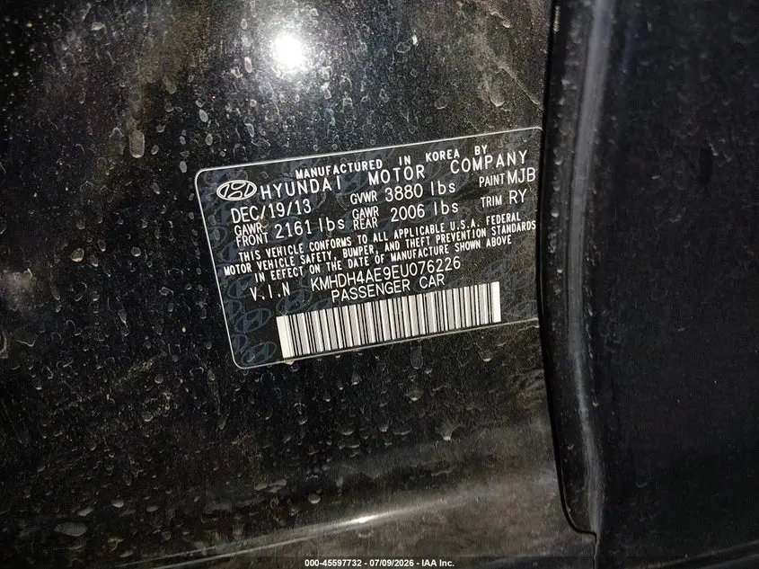 2014 HYUNDAI ELANTRA LIMITED