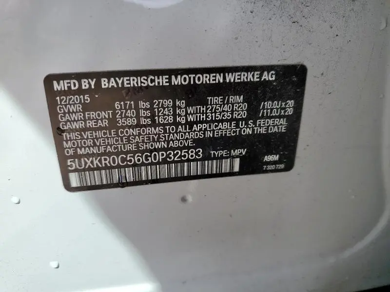 2016 BMW X5 XDRIVE35I  