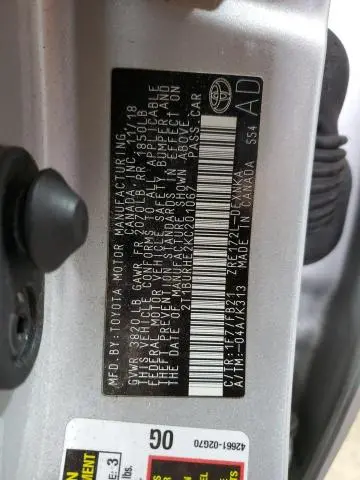 2019 TOYOTA COROLLA L  