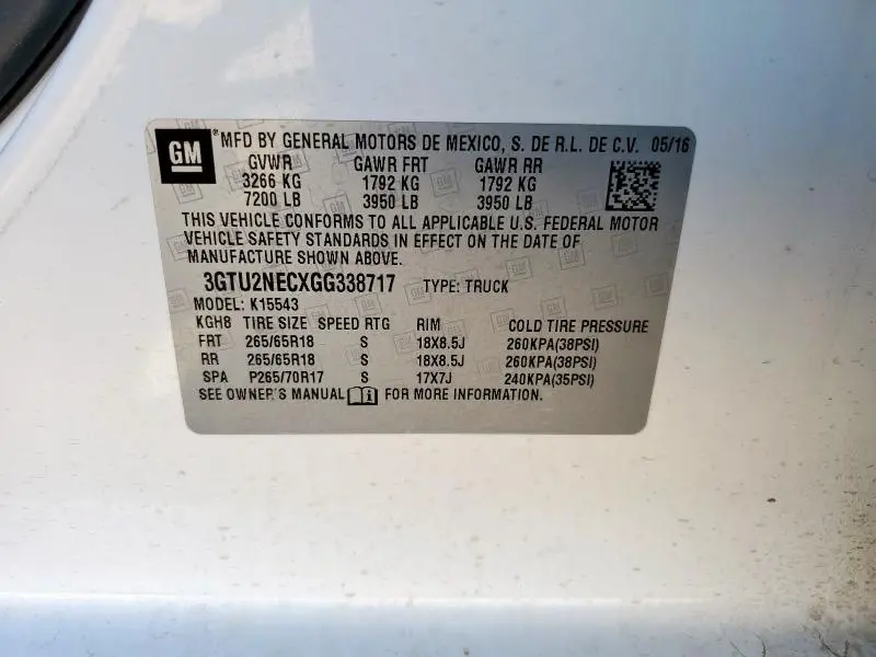 2016 GMC SIERRA K1500 SLT  