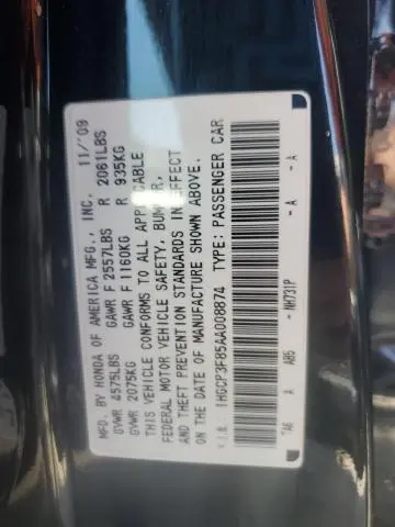 2010 HONDA ACCORD EXL