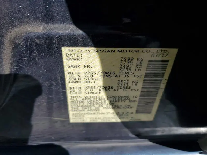 2017 NISSAN FRONTIER S  