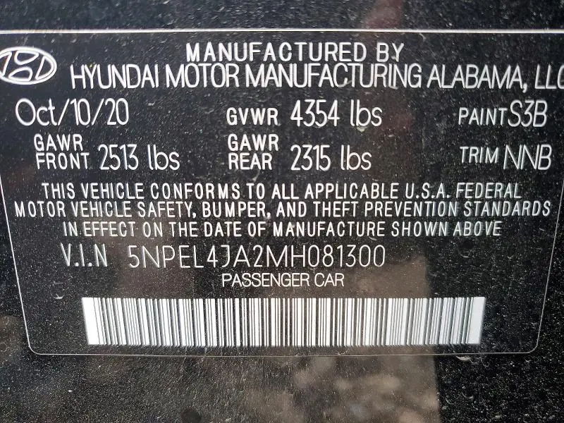 2021 HYUNDAI SONATA SEL  