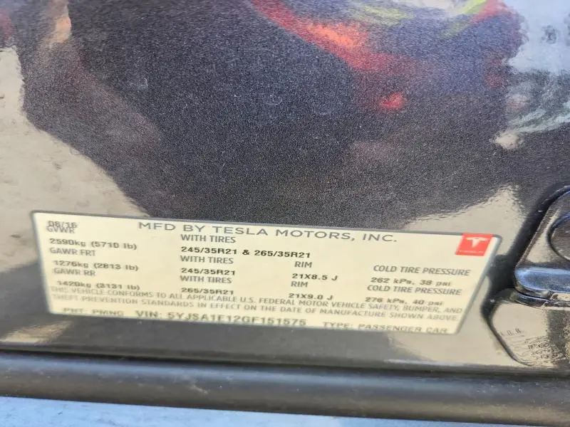 2016 TESLA MODEL S   