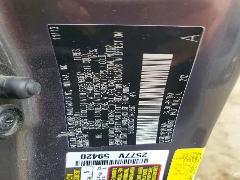 2014 TOYOTA SIENNA L 7-PASSENGER  