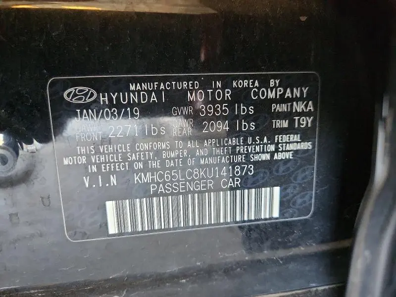 2019 HYUNDAI IONIQ BLUE  