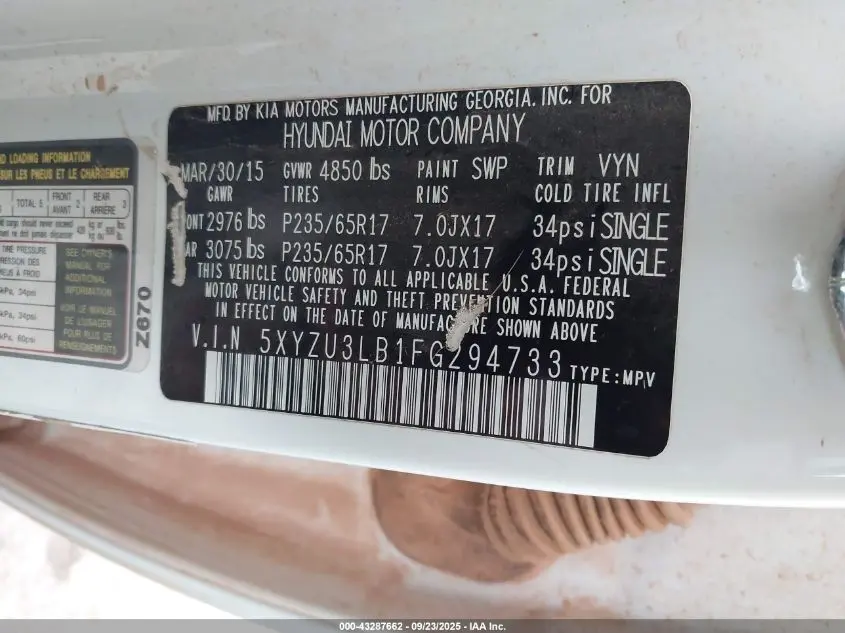 2015 HYUNDAI SANTA FE SPORT 2.4L