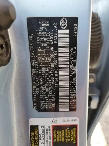 2012 TOYOTA CAMRY BASE  