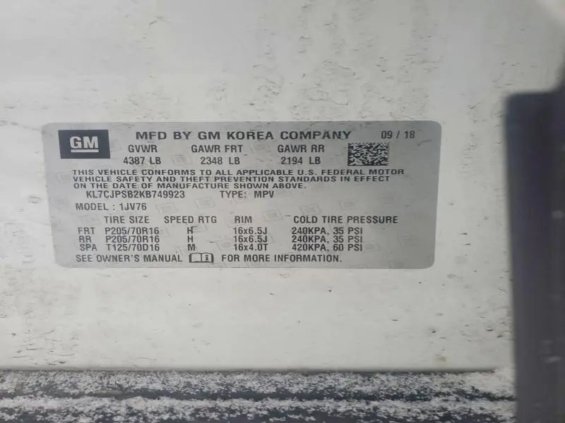 2019 CHEVROLET TRAX 1LT  