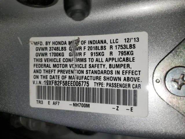 2014 HONDA CIVIC LX  