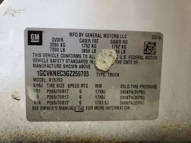 2016 CHEVROLET SILVERADO K1500  