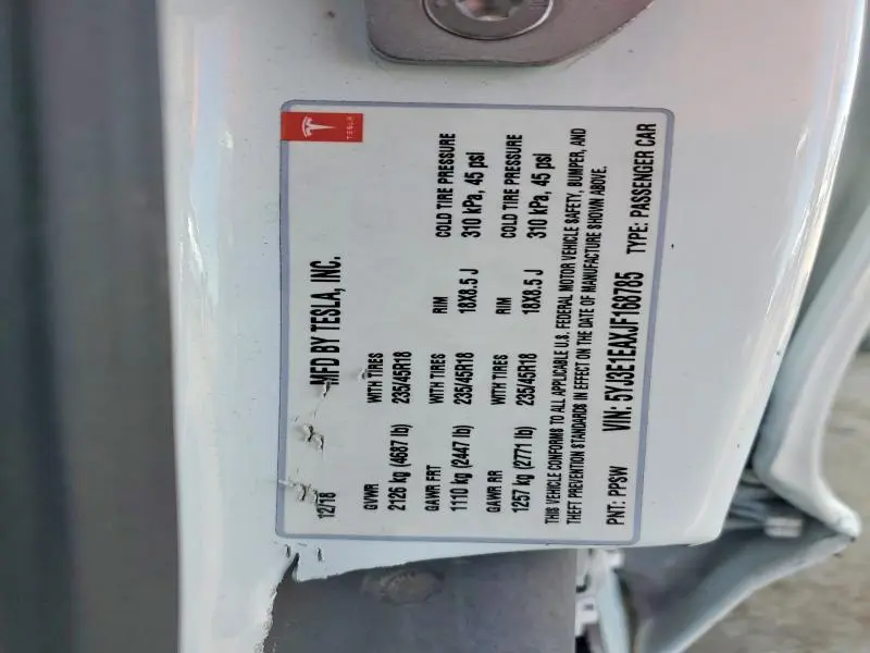 2018 TESLA MODEL 3   