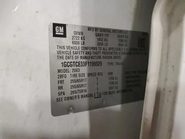 2015 CHEVROLET COLORADO Z71  