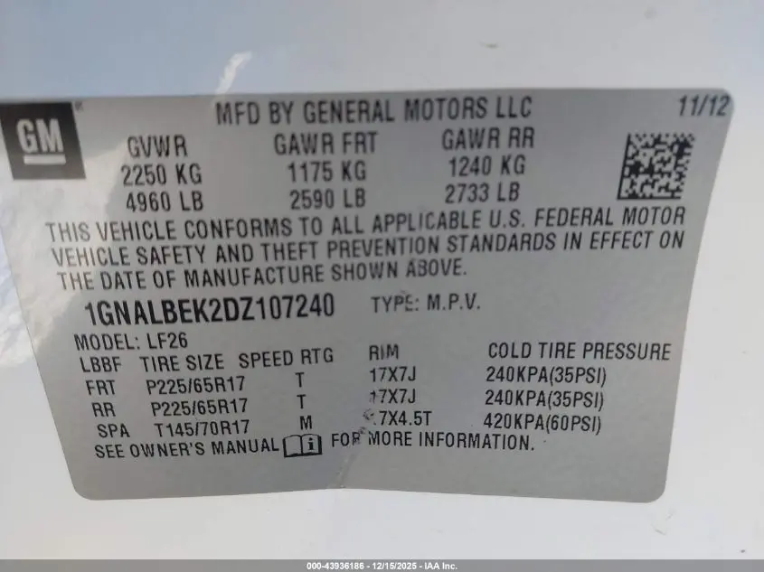 2013 CHEVROLET EQUINOX LS