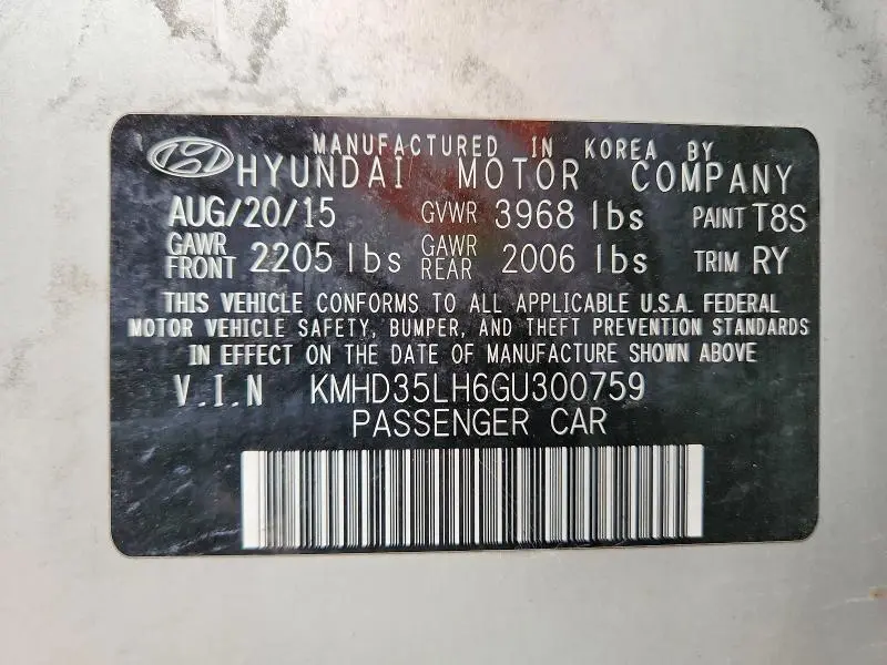 2016 HYUNDAI ELANTRA GT BASE  