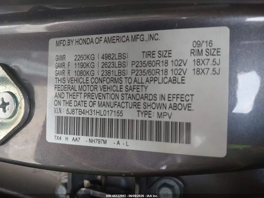 2017 ACURA RDX ACURAWATCH PLUS PACKAGE