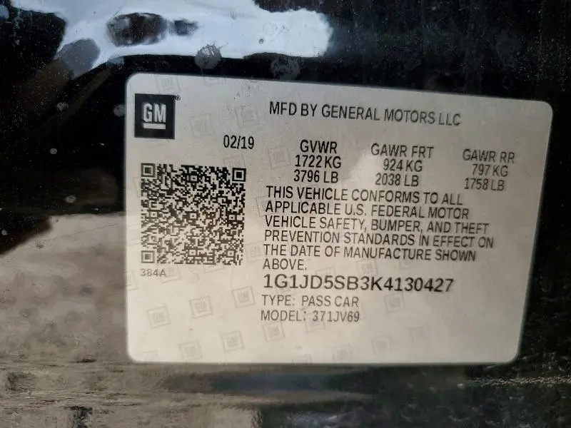 2019 CHEVROLET SONIC   