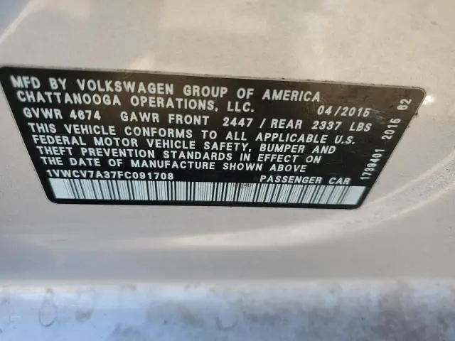 2015 VOLKSWAGEN PASSAT SEL  