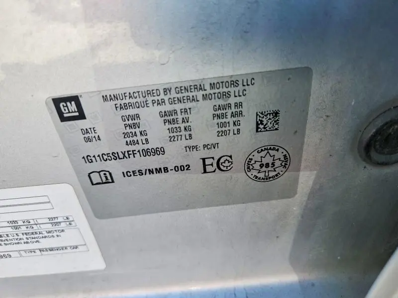 2015 CHEVROLET MALIBU 1LT  