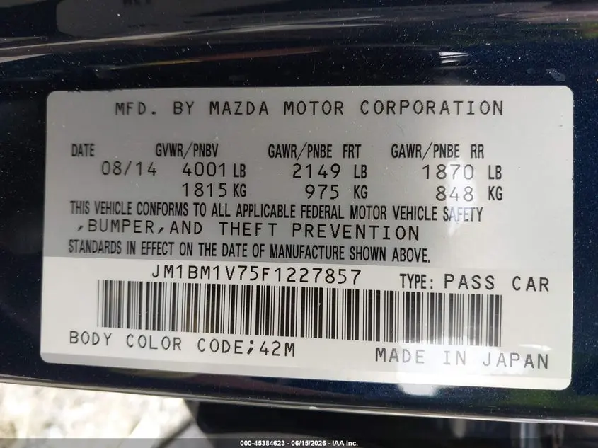 2015 MAZDA MAZDA3 I TOURING