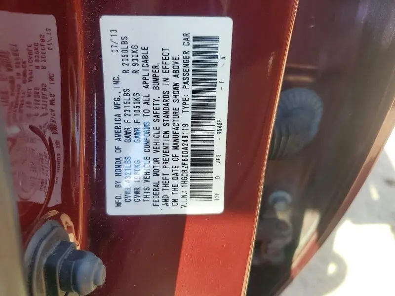 2013 HONDA ACCORD EXL  