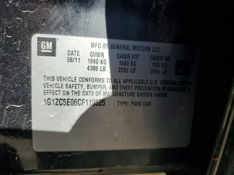 2012 CHEVROLET MALIBU 1LT  