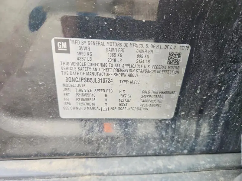 2018 CHEVROLET TRAX 1LT  