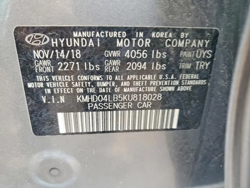 2019 HYUNDAI ELANTRA SPORT  