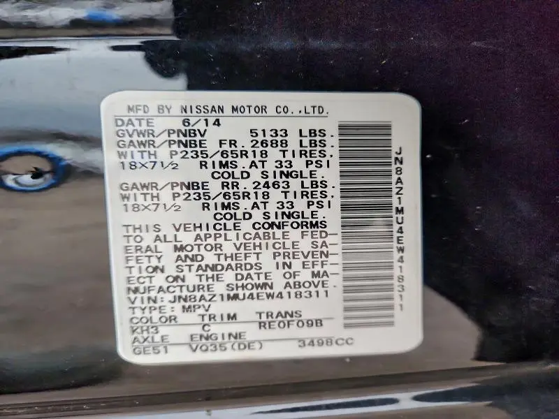 2014 NISSAN MURANO S  