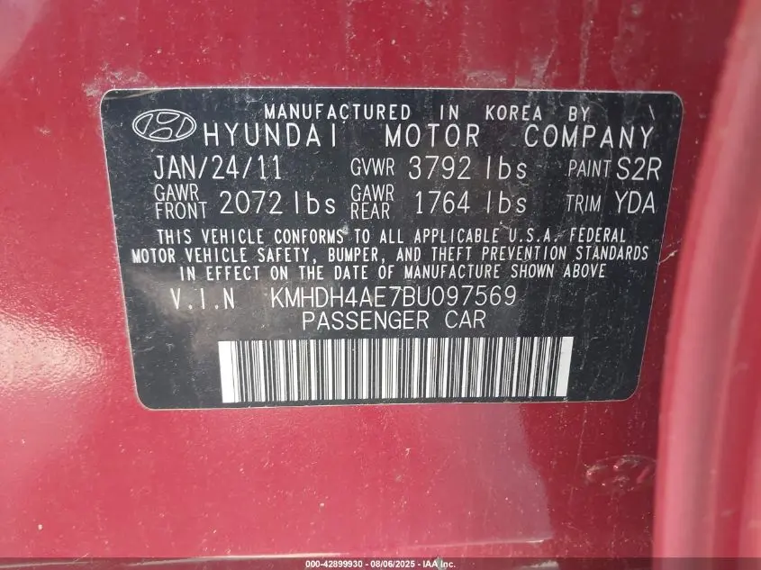 2011 HYUNDAI ELANTRA GLS (ULSAN PLANT)