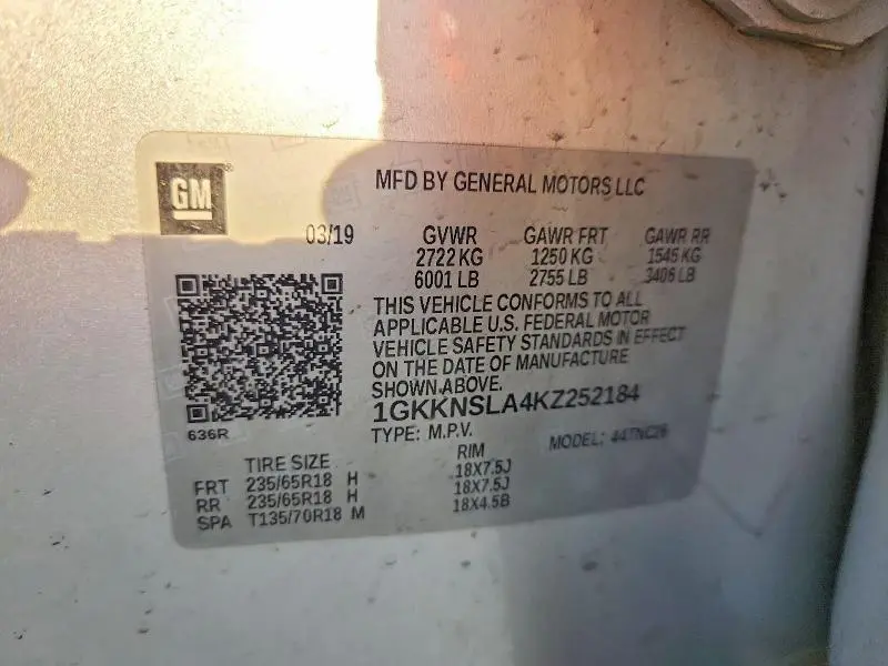 2019 GMC ACADIA SLE  