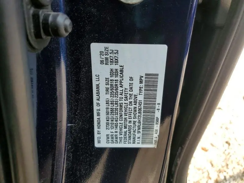 2020 HONDA ODYSSEY EXL  