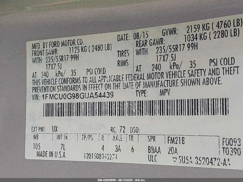 2016 FORD ESCAPE SE