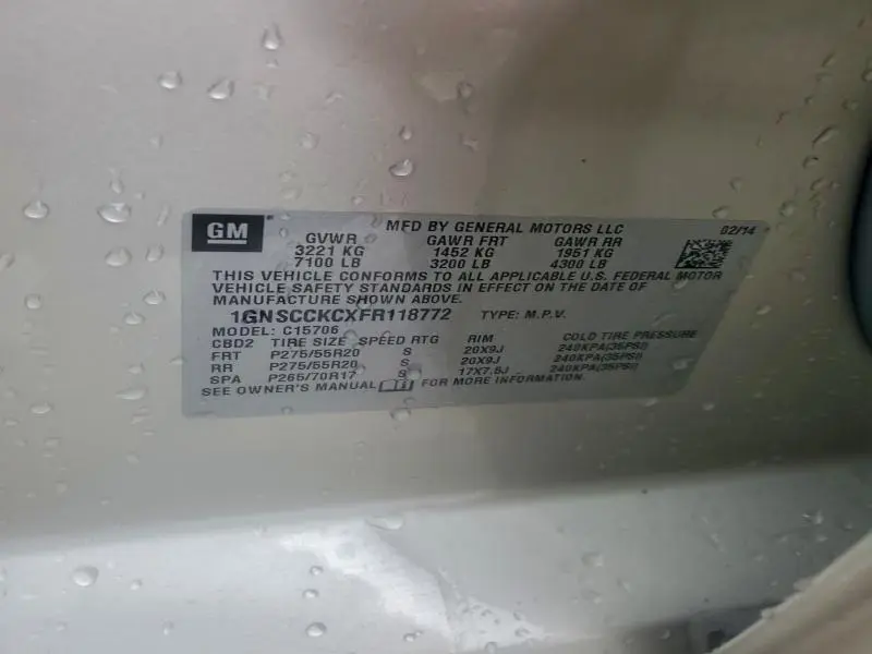 2015 CHEVROLET TAHOE C1500 LTZ  