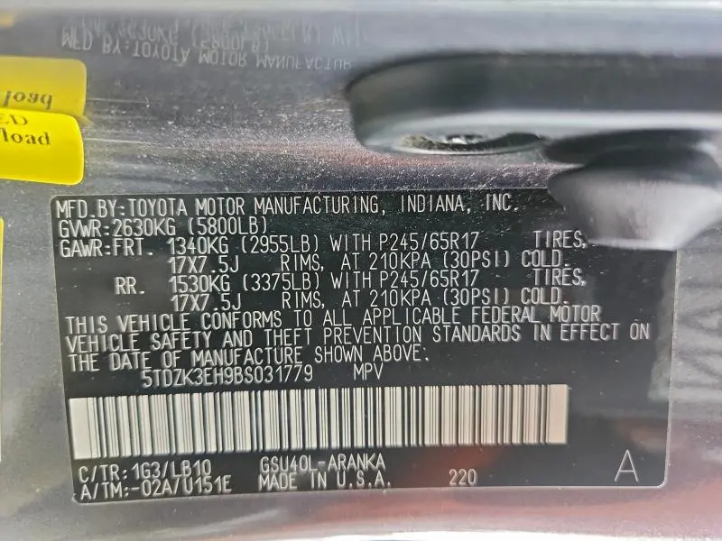 2011 TOYOTA HIGHLANDER BASE  