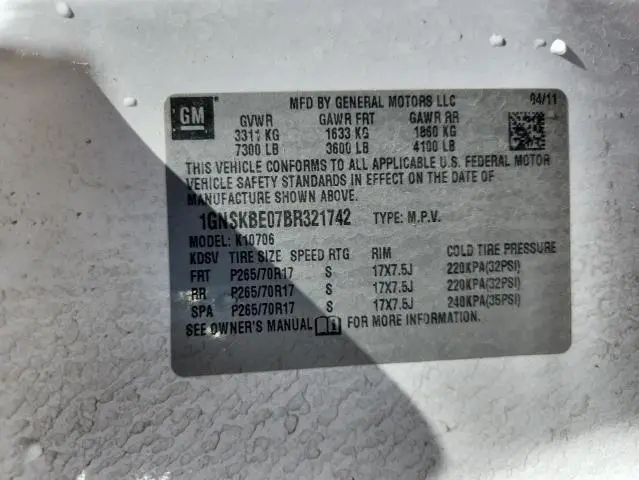 2011 CHEVROLET TAHOE K1500 LT  