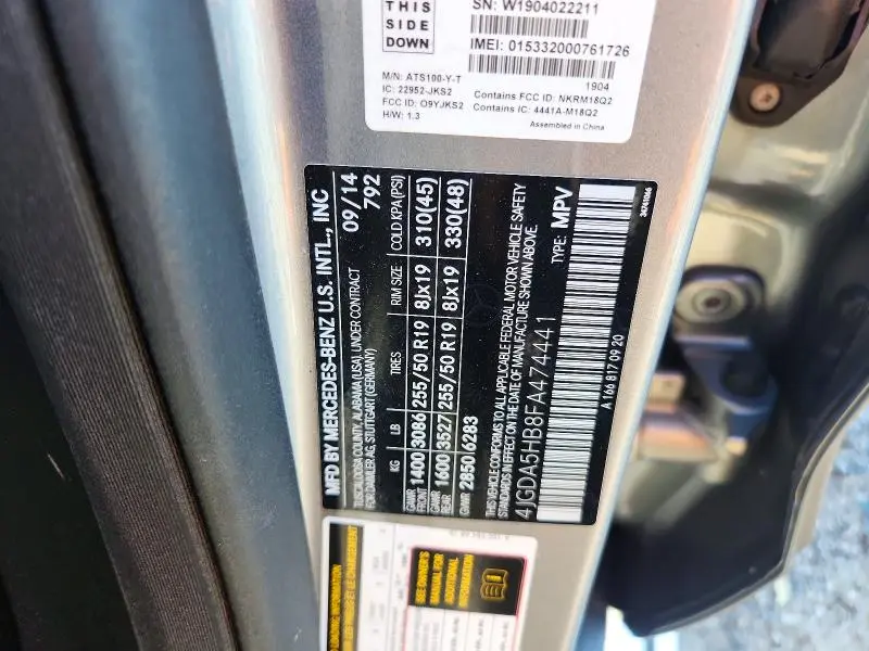2015 MERCEDES-BENZ ML 350 4MATIC  