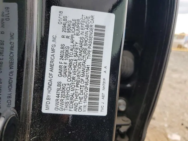 2018 HONDA ACCORD TOURING  