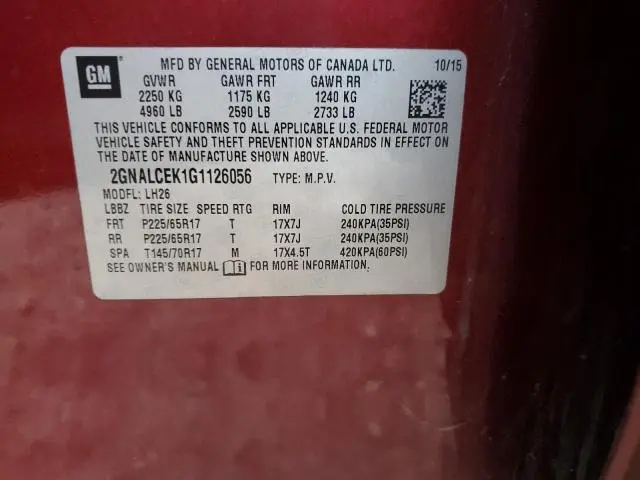 2016 CHEVROLET EQUINOX LT  