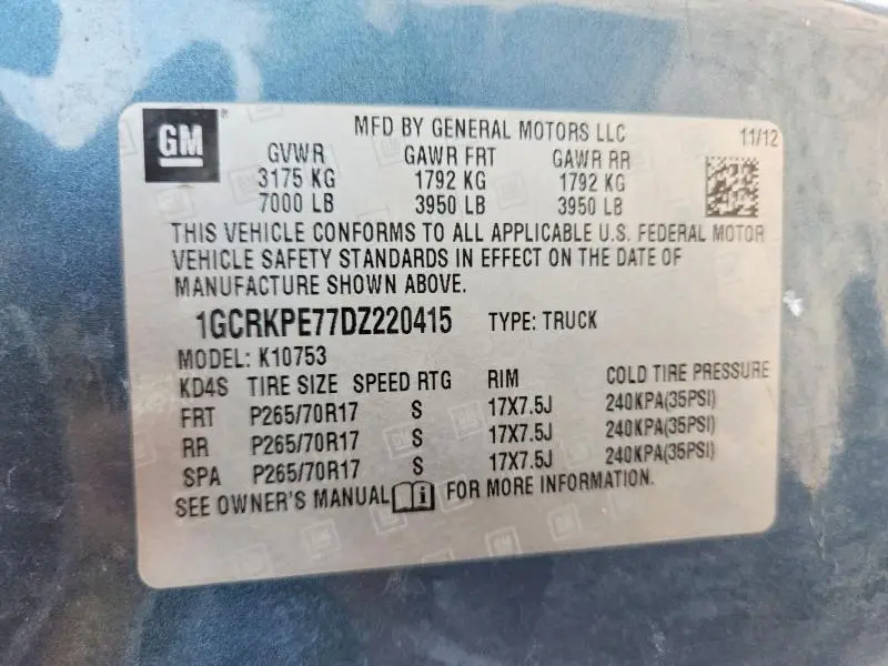 2013 CHEVROLET SILVERADO K1500  