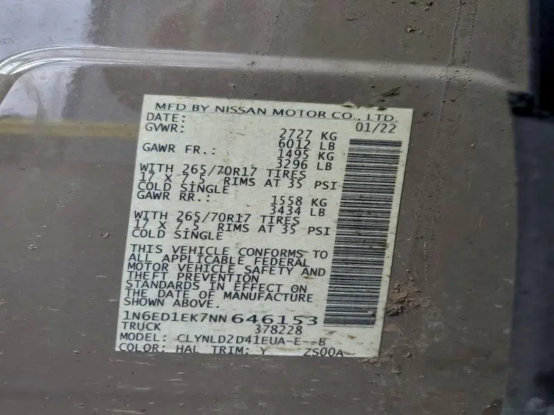 2022 NISSAN FRONTIER S  