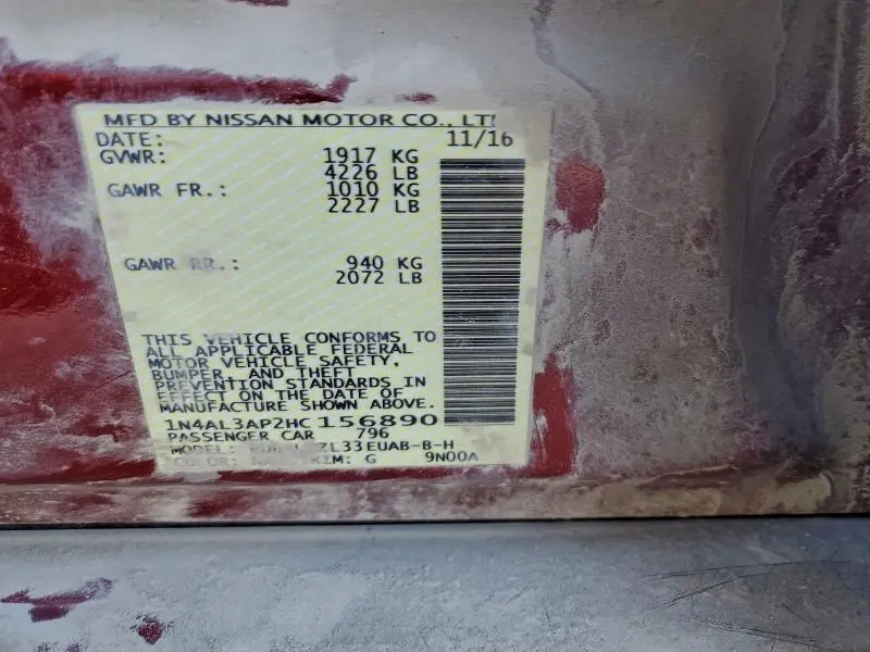 2017 NISSAN ALTIMA 2.5  