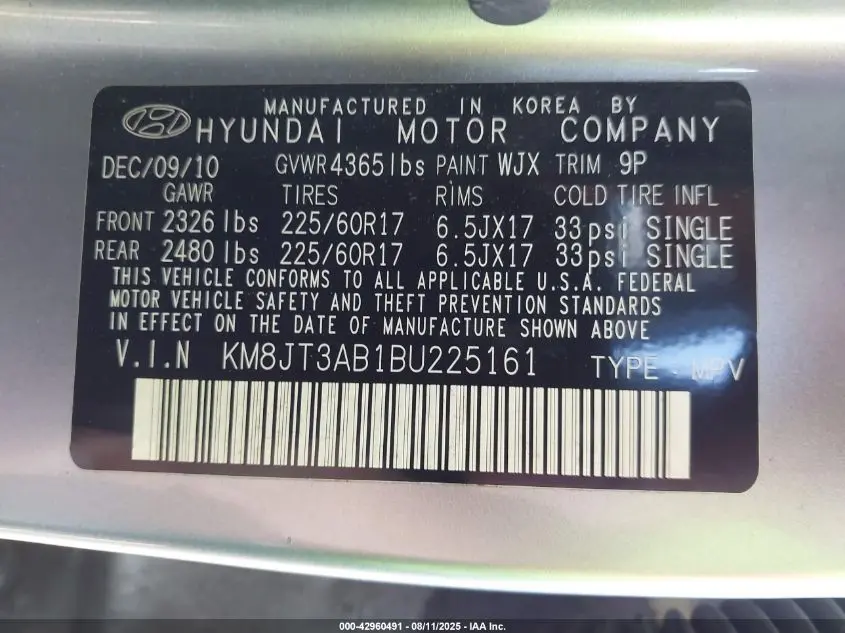 2011 HYUNDAI TUCSON GL